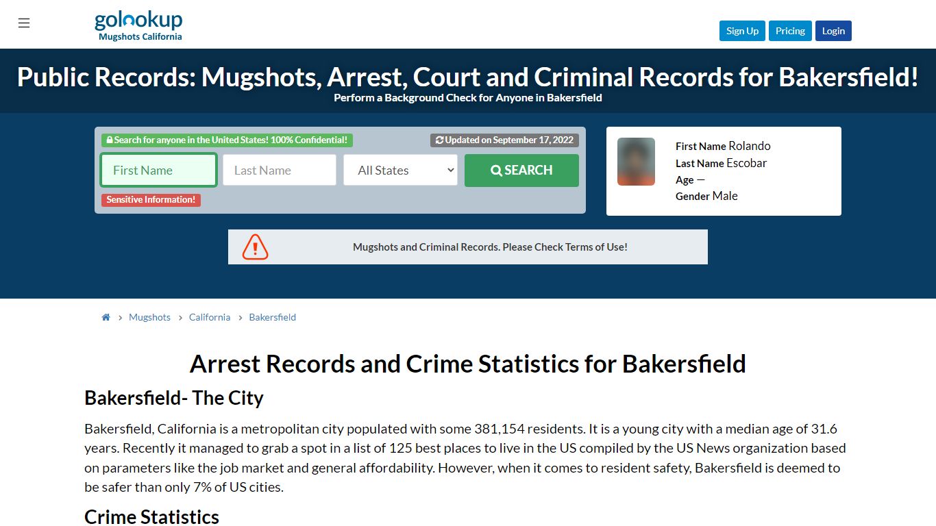 Mugshots Bakersfield, Arrest Records Bakersfield - GoLookUp