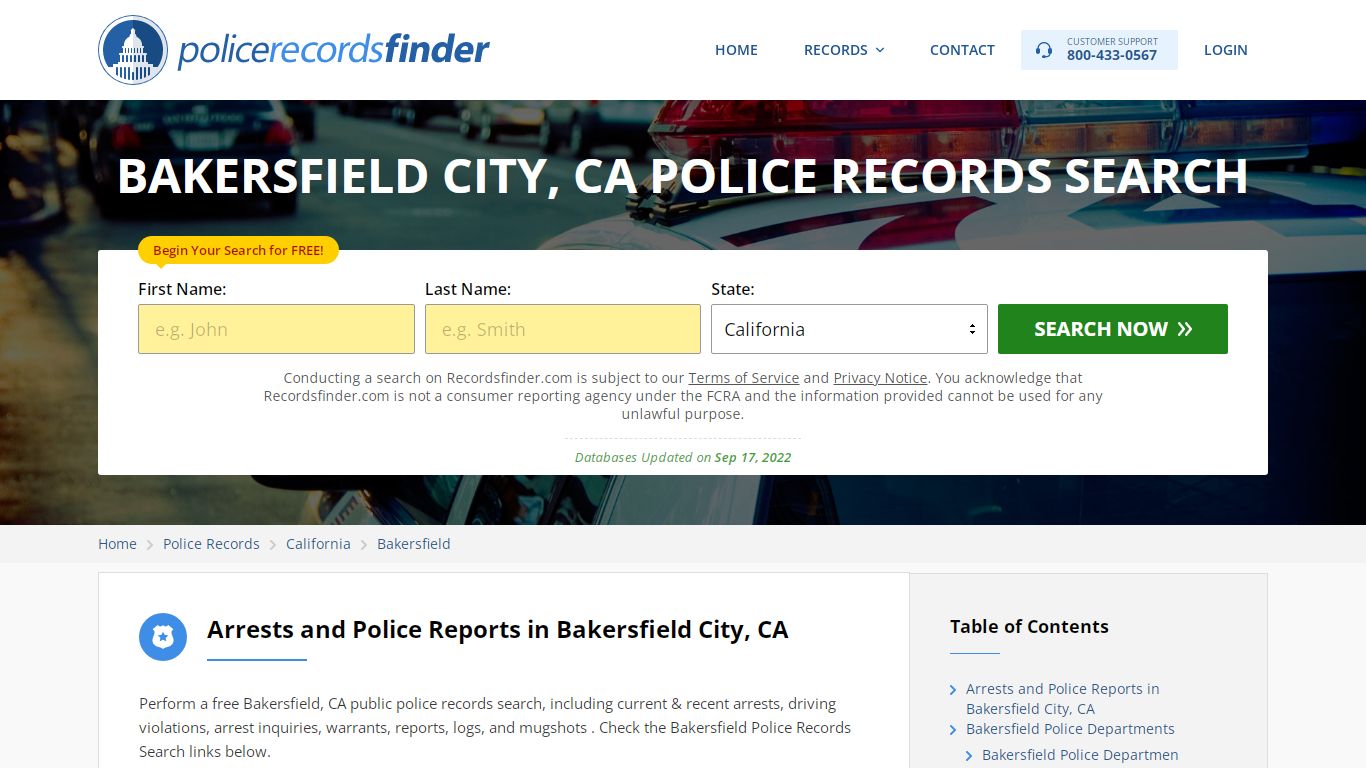 BAKERSFIELD CITY, CA POLICE RECORDS SEARCH - RecordsFinder